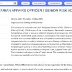 Senior Humanitarian Affairs Officer & Risk Adviser