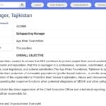 Responsable Sauvegarde – Aga Khan Foundation, Tadjikistan