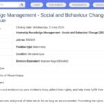 Stage en gestion des connaissances – Changement social et comportemental – UNICEF Mozambique
