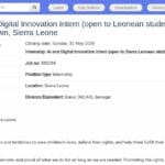 Stagiaire en IA et Innovation Numérique – Freetown