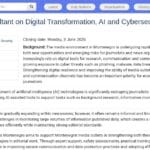 Consultant International – Transformation Numérique, IA et Cybersécurité dans les Médias