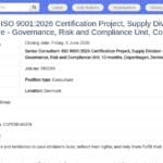 Consultant Sénior Certification ISO 9001:2026 – UNICEF Supply Division