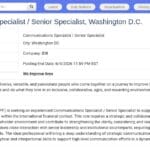 Spécialiste en Communication Senior – Washington D.C.