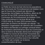 Kati : couvre-feu prolongé jusqu&rsquo;au 24 mai 2026 à Kalaban-Coro