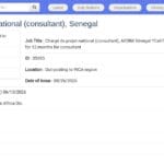 Chargé de projet national (consultant) – Sénégal