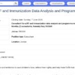 Consultant en analyse de données immunisation et gestion de programme