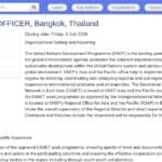 Coordination Officer – EANET Secretariat, Bangkok