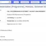 Assistant Représentant FAO (Programme) – Honiara, Îles Salomon