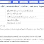 Consultant(e) National(e) en Communication – PNUD Moldavie
