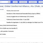 Associate Professional – Global Geothermal Alliance (IRENA)