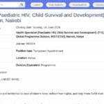 Spécialiste Santé VIH Pédiatrique et Survie de l&rsquo;Enfant