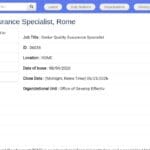 Senior Quality Assurance Specialist – Rome