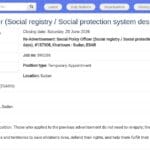 Responsable Politiques Sociales – Registre Social & Protection (NO-2)