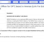 Senior Assessment Officer – Shelter & Markets (oPt)