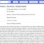 Stagiaire en Ressources Humaines – OCHA Genève