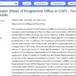 Coordinateur de Programme (Chef du Bureau en RCA) – Temporaire