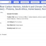Senior Technical Advisor – Carbon Markets & Article 6 (Home-based, Pretoria)