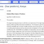 Stagiaire Médecin – 4 postes, Kisumu, Kenya