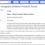 Professeur de Biologie et Géographie (Remplaçant) – Kenya