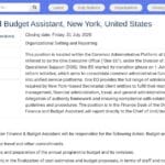 Senior Finance and Budget Assistant – One EO, New York