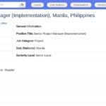 Chef de Projet Senior (Mise en œuvre) – Philippines