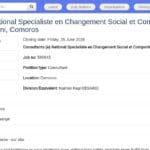 Consultant(e) National(e) Spécialiste en Changement Social et Comportemental