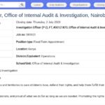 Enquêteur(trice) – Bureau d’Audit Interne et d’Enquêtes – Nairobi