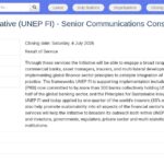 Consultant Senior en Communication – Finance Durable (UNEP