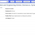 Conseiller en mise en œuvre de projets et ingénierie – Syrie