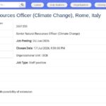 Senior Natural Resources Officer – Climate Change, Rome