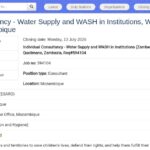 Consultant WASH – Approvisionnement en Eau et