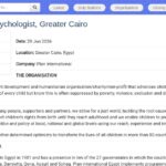 Psychologue de Projet UNHCR – Grand Caire