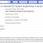 Ingénieur Système EO Industriel Junior – Programme ESA