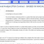 Analyste Formation et Éducation – UNU Macau
