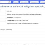 Spécialiste Genre, Environnement et Sauvegardes Sociales –