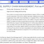 Chief of Service, Supply Chain Management – UNSOH,