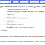 Investigation Manager – UNICEF OIAI Nairobi