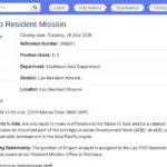 Analyste de Projet – Mission Laos (ADB)