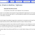 Assistant(e) de Suivi – Gharm et Bokhtar, Tadjikistan