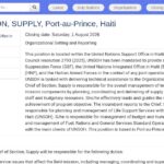 Chief of Supply Section – UNSOH Haiti