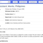 Financial Control Assistant – Asian Development Bank