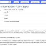 Expert en secteur de l&rsquo;eau – Agent local, Le Caire