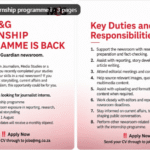 Stage en journalisme M&G 2026 – Rémunéré