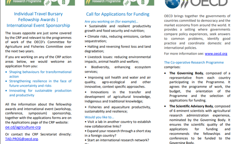 Bourses de recherche et financement OCDE CRP 2027