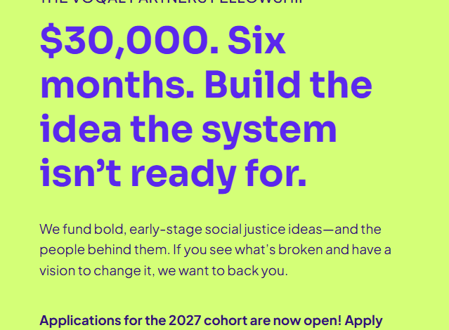 Bourse Voqal Partners Fellowship 2027 : 30 000 $ pour