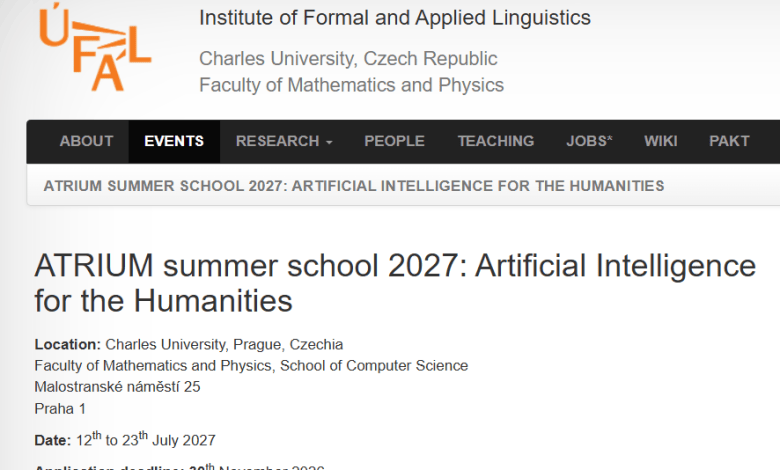 École d’été ATRIUM 2027 : Intelligence Artificielle et