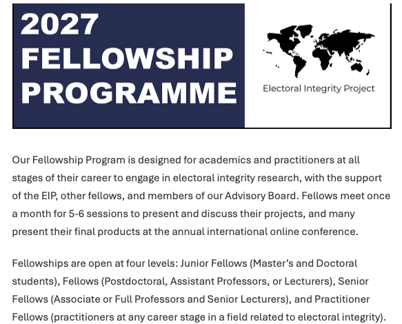 Electoral Integrity Project Fellowship Program 2027