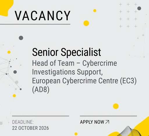 Head of Team – Cybercrime Investigations Support (AD8)