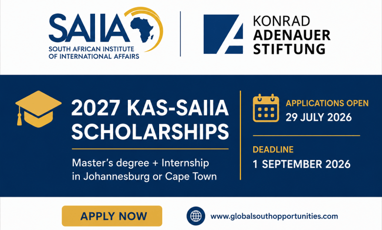 Bourse de master et stage KAS-SAIIA 2027 en Afrique du Sud