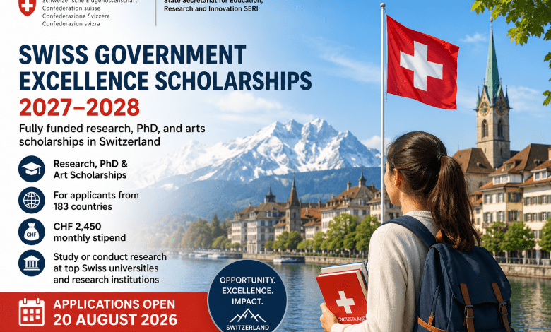 Bourses d’excellence du gouvernement suisse 2027-2028 – 12 octobre 2026